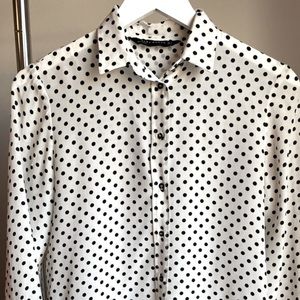 Zara Woman Polka Dot Button Up Blouse